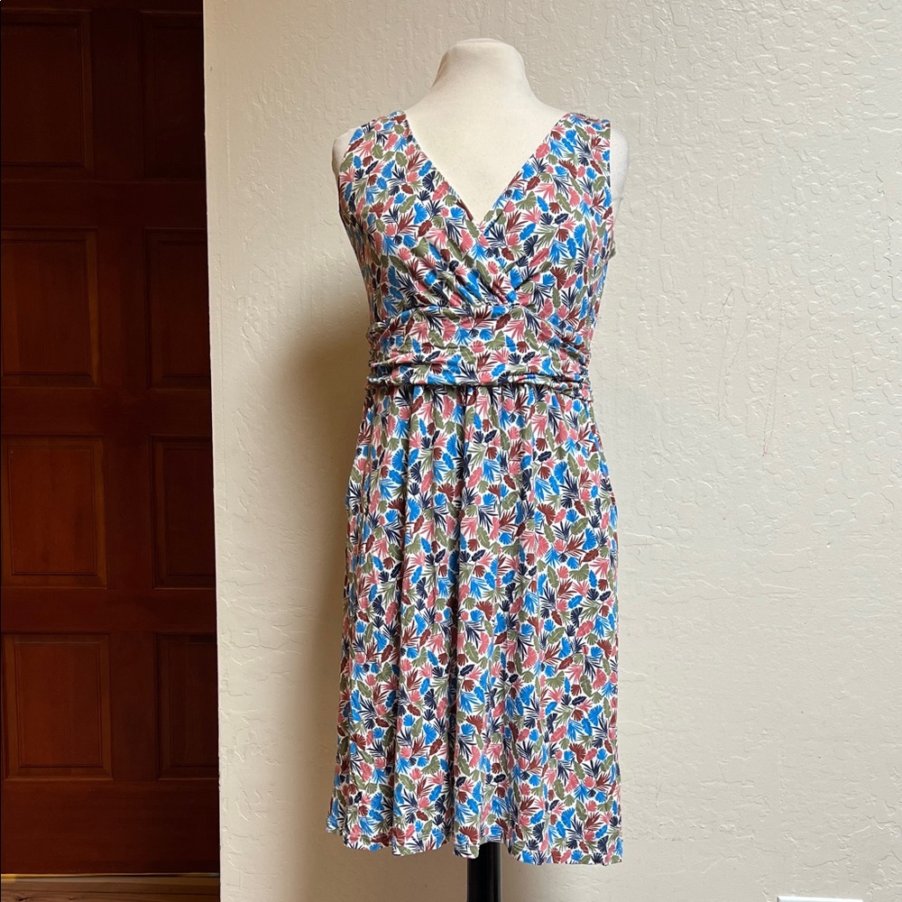 Boden Effie V-Neck Stretch Jersey Faux Wrap Dress NWT leaf print